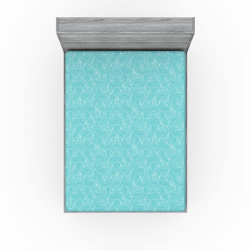 Drap-housse Ambesonne, paquet de 2, Bleu pâle / blanc abstrait, Drap-housse grand