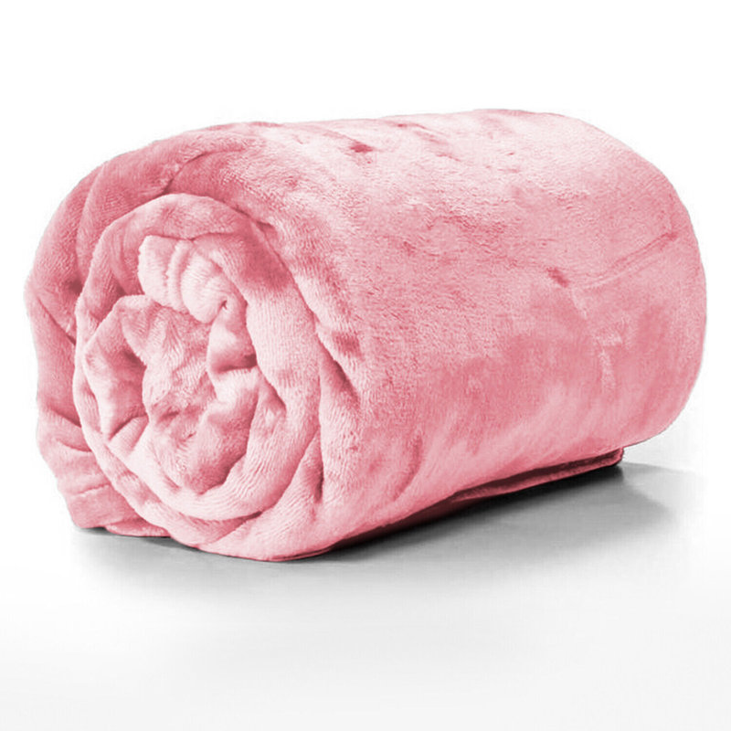 Carsonhill Reversible Mink Faux Fur Plush Fleece Throw/ Blanket, W150 x L200cm, Pink