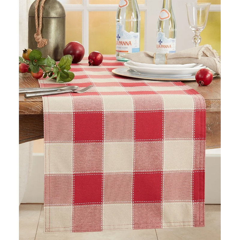 Bitner Plaid Table Runner, 72" x 16", Red