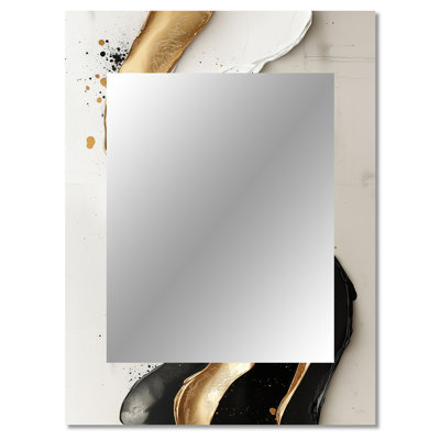 Goldern Transitional Gateway Of Dark Liquid Ink V - Transitional Mirror, Gold Unique Wall Mirror, Printed Metal Art