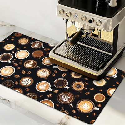 Tapis de séchage de vaisselle grand grand tapis de café absorbant pour comptoir de cuisine Accessoires de bar à café 16 po x 24 po, tasses à latte
