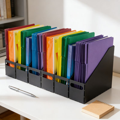 Porte-classeurs en métal, ensemble de 6 classeurs verticaux pour documents de format lettre et légal, support de rangement de bureau durable pour la maison et le lieu de travail