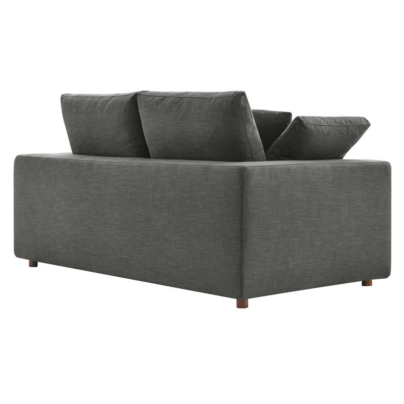 Commix Gray Down Filled Overstuffed Loveseat with Solid Wood Frame