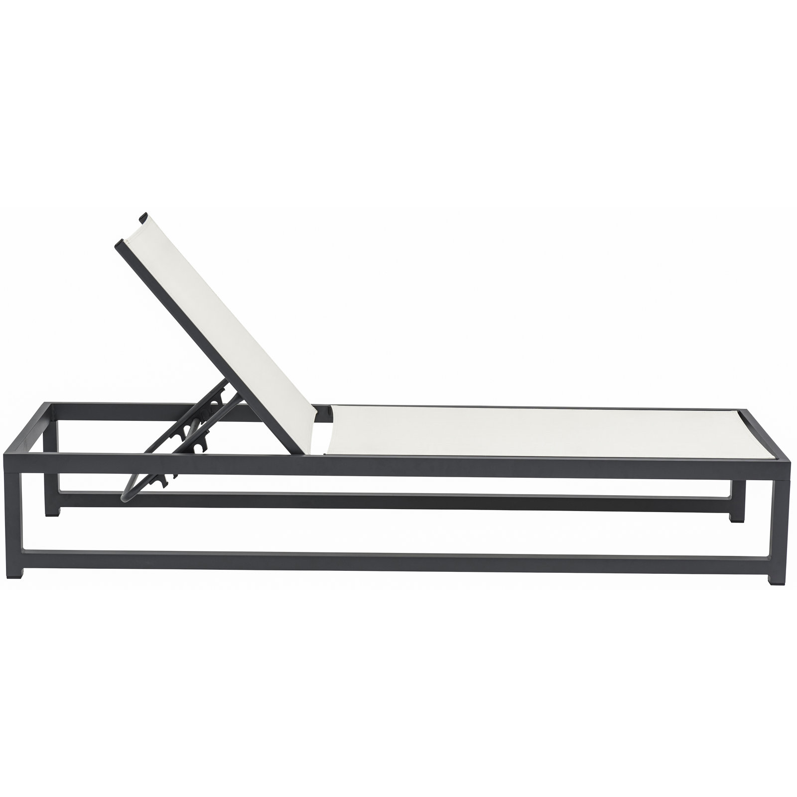 79" Long Reclining Single Chaise with Cushions, Cream, Gray
