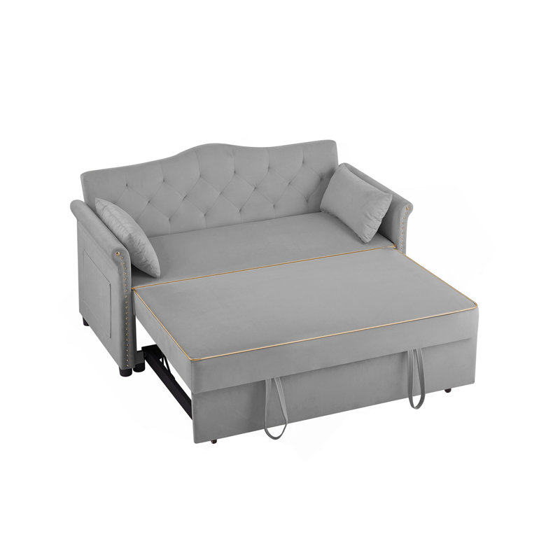 Canapé-lit en velours gris, Gris