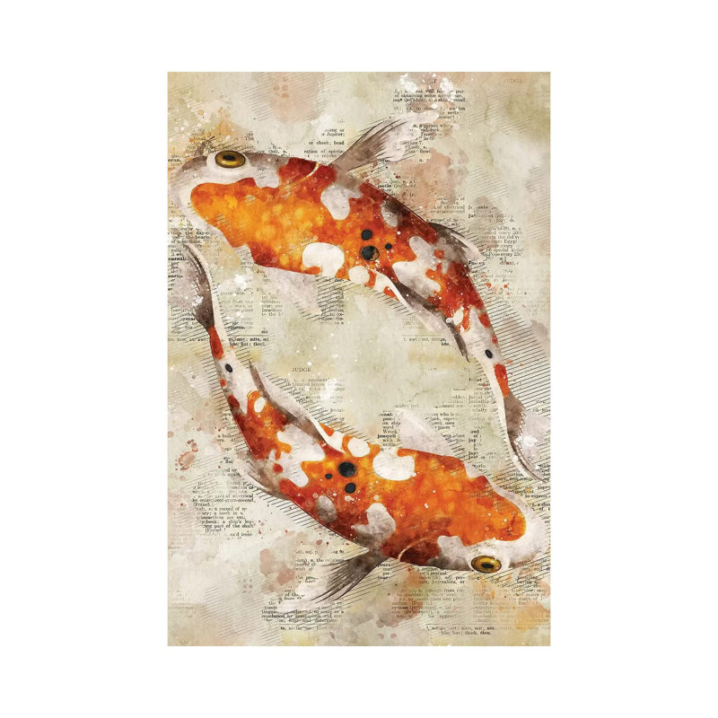 Koi Fishes by Durro Art - Wrapped Canvas Print, 66.04 cm H x 45.72 cm W x 3.175 cm D