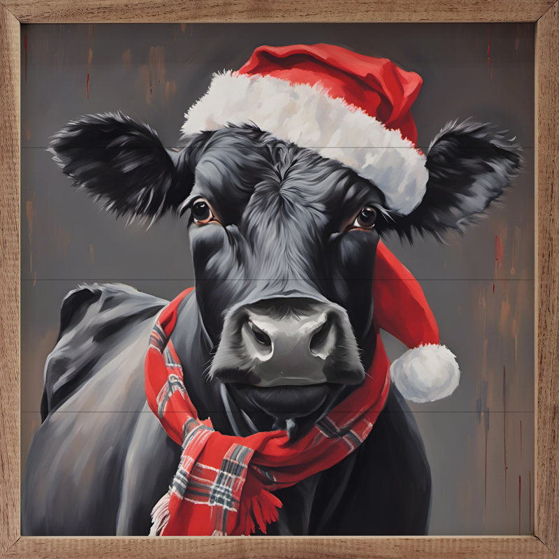Père Noël avec chapeau et écharpe, H 12 po x l 12 po