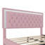 Ensemble de chambre à coucher 3 pièces rembourrée rose avec lumières DEL et tables de chevet, parfaite pour les espaces modernes et romantiques-836954902