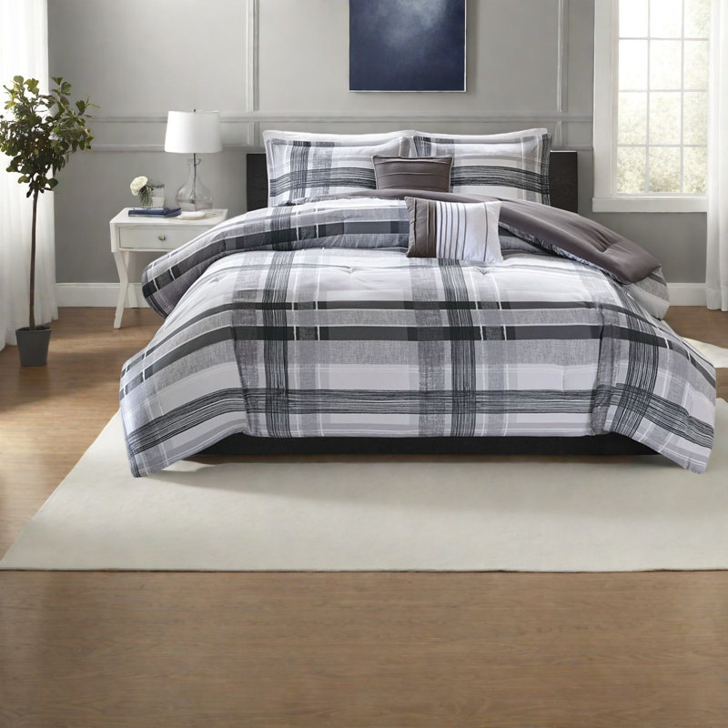 Comfortable Polyester Bedding Sets, Modern Plaid Full Queen For Home