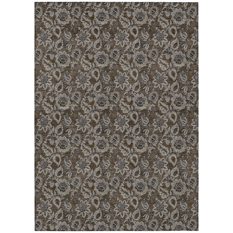 Flitwick Washable Floral Indoor / Outdoor Rug, Rectangle 5' x 7'6"