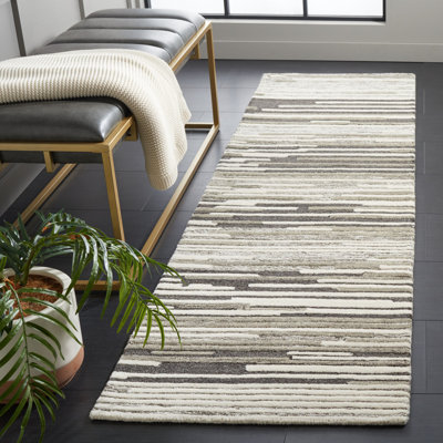 Rizzuto Abstract Hand Tufted Wool/Cotton Area Rug in Beige/Gray