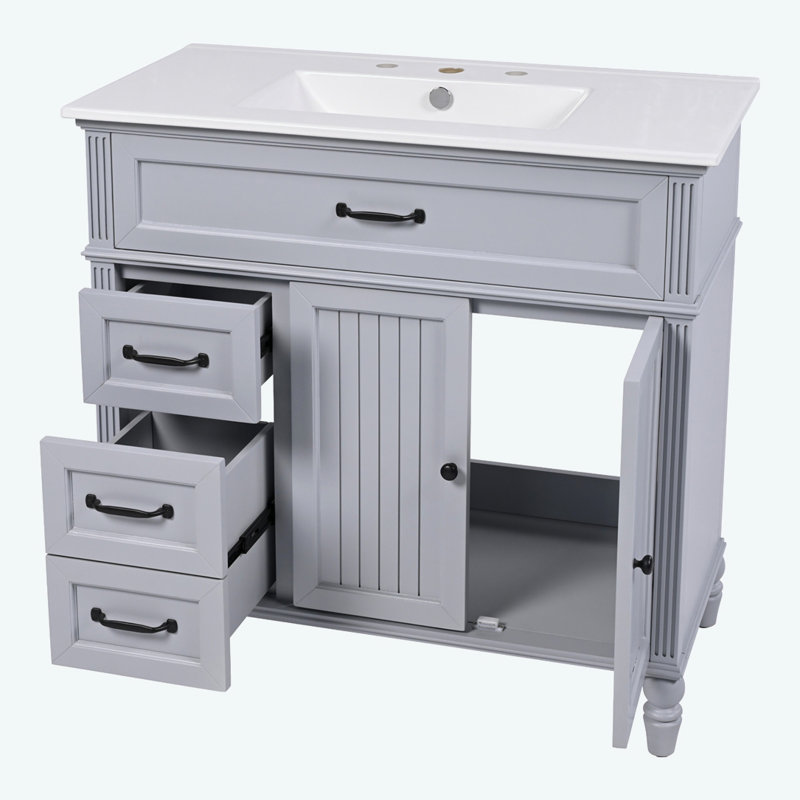 36" Bathroom Vanity with Sink, Gray