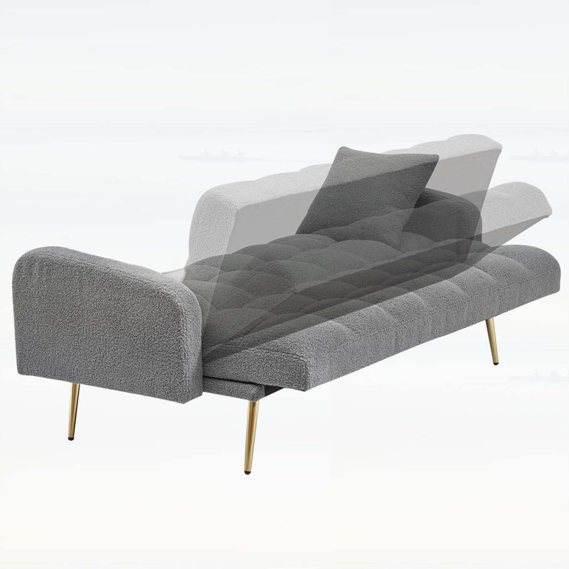 Canapé-lit ajustable de 69 po en polaire douce et polyvalente, confortable et polyvalent pour divers espaces de vie