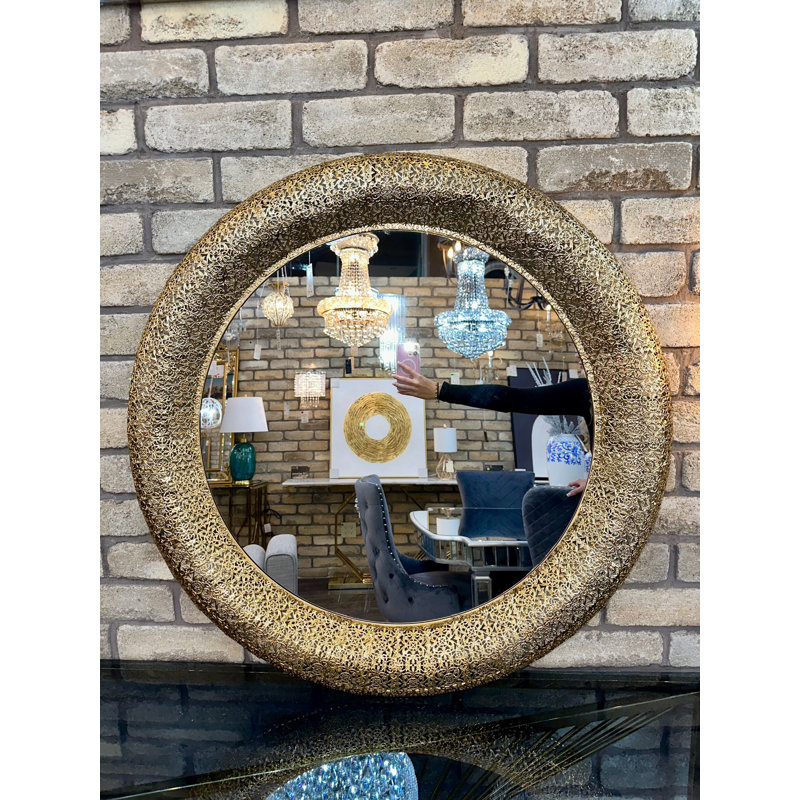 Miroir d'appoint Jamaur, 35,43 po x 35,43 po, Or
