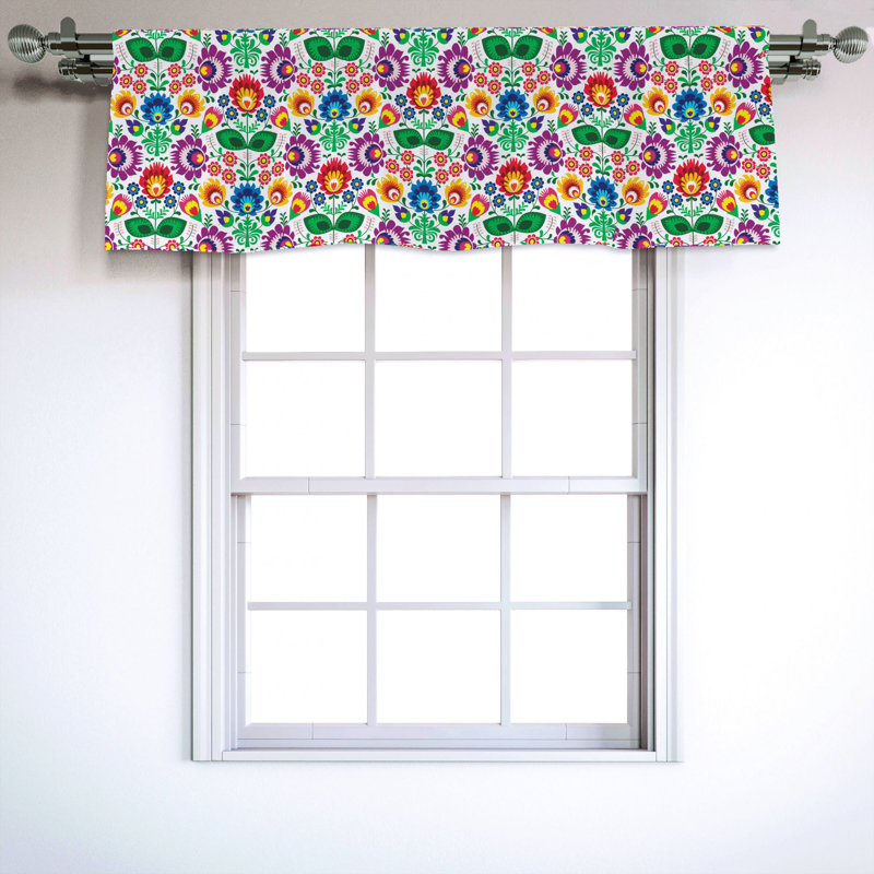 Sateen Floral Ruffled Window Valance