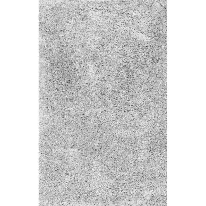 Okan Solid Shag Power Loom Performance Gray Rug, Rectangle 8'10" x 12'