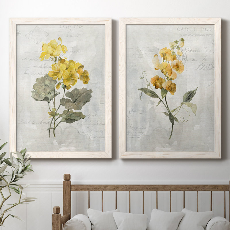 Canari lin géranium - ensemble de 2 reproductions d'art, H 37,5 po x l 55 po x P 1,5 po, Pas de tapis, Toile blanche encadrée