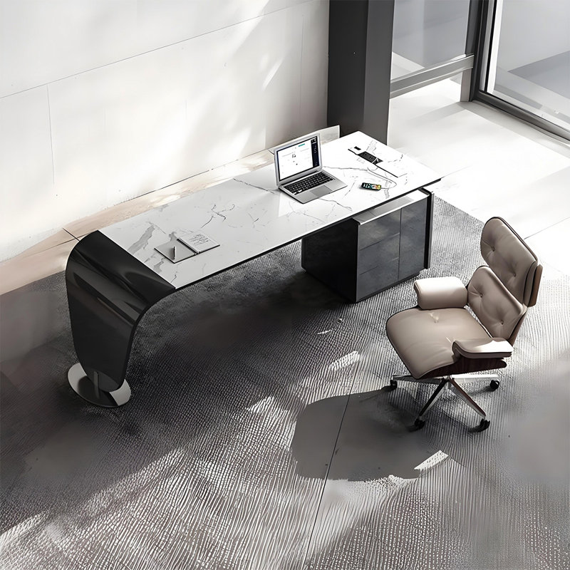 Bureau italien luxueux, bureau d'étude, H 29,53 po x l 70,87 po x P 27,56 po, Noir