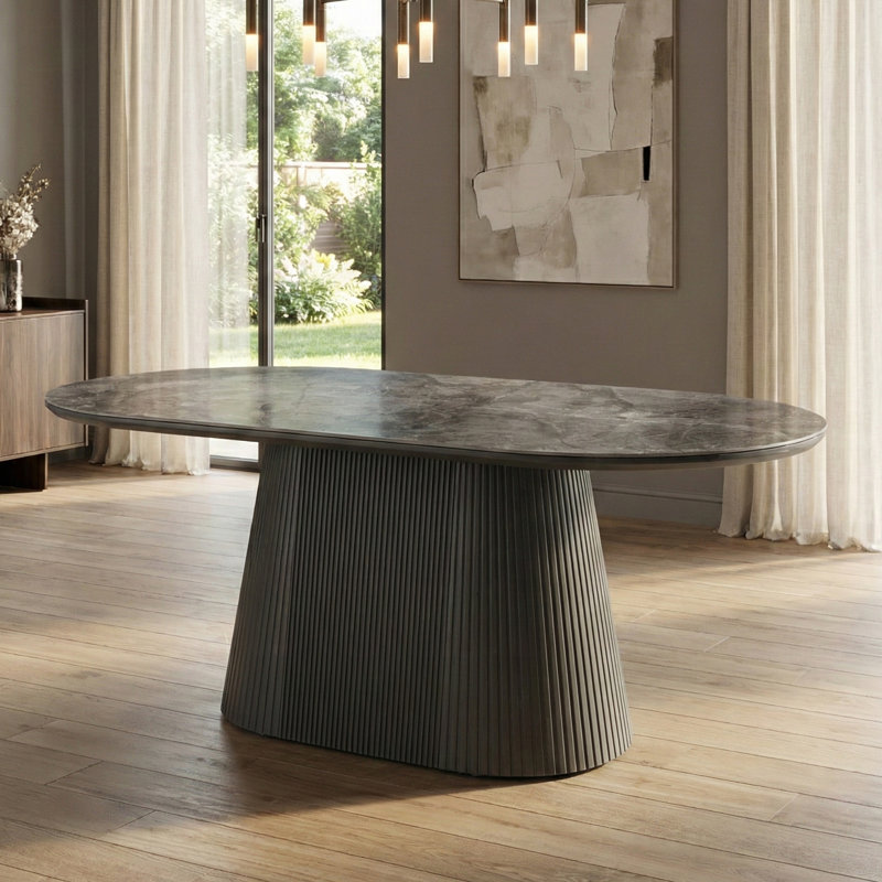 Decie Oval Stone Top Dining Table