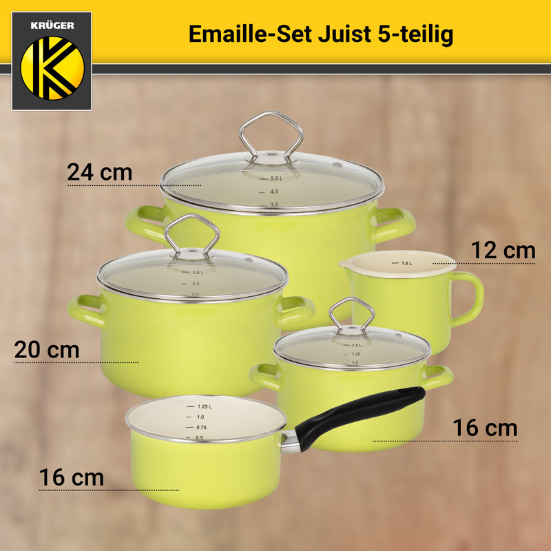 Krüger Enamel Set Sylt 5 Pieces, Green