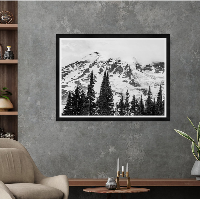 Mont Rainier Treetops en noir et blanc par Tim Klein - photographie avec cadre photo