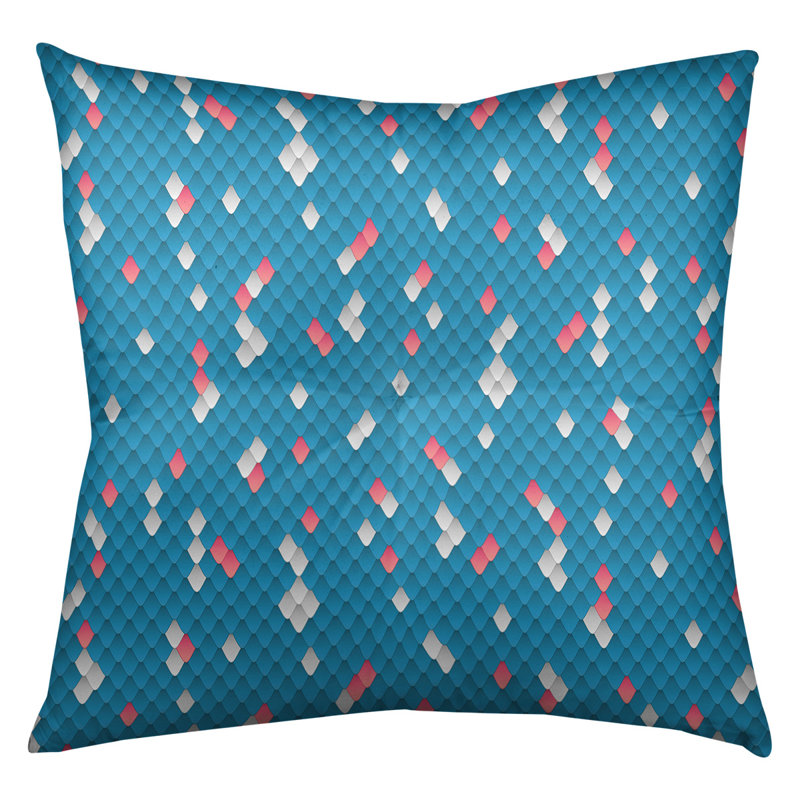 Coussin de plancher à échelle serpent, 26 po x 26 po, Bleu / Rose