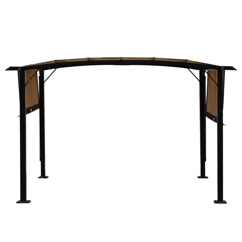 Outdoor Pergola With Retractable Sunshade - 12 X 9 Ft, Steel Frame, Beige For Backyard Activities Ft Gazebo Top Cover Backyards