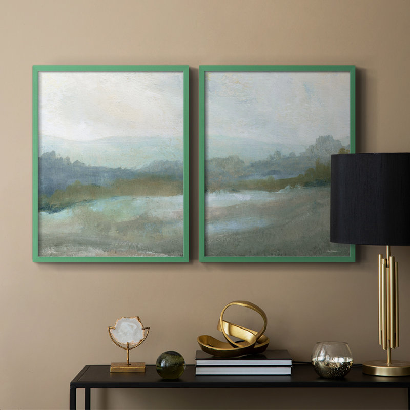 Impression encadrée Azure Valley I-Premium - prête à être accrochée - aucun clou requis - aucun clou requis, Gris