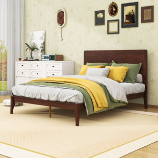 Wooden Platform Bed with Headboard