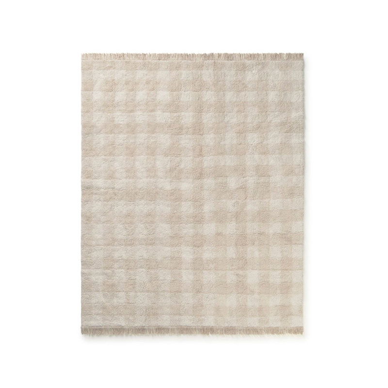 Tapis lavable Vichy, Rectangle 4 pi 11 po x 5 pi 11 po, Ivoire ivoire