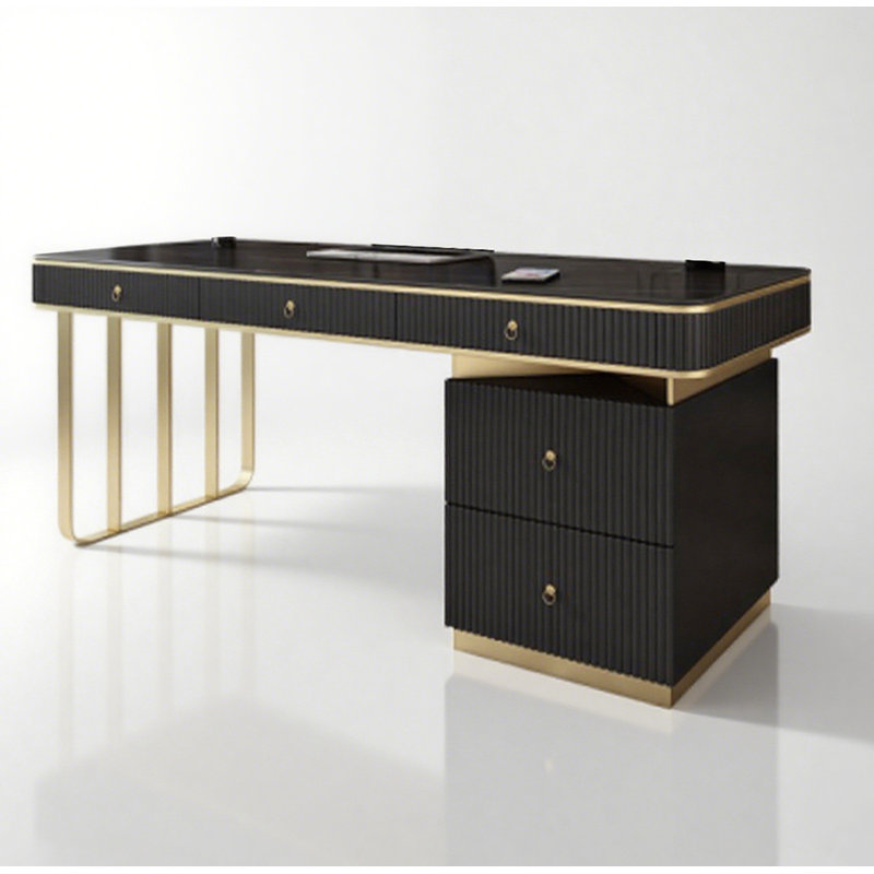Bureau léger avec 5 tiroirs, H 29,9 po x l 63 po x P 23,6 po, Noir