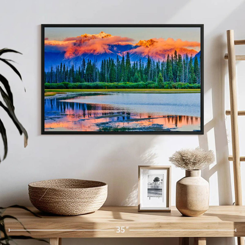 Coucher de soleil sur le lac Vermilion, 25 po x 17 po, Cadre flottant noir
