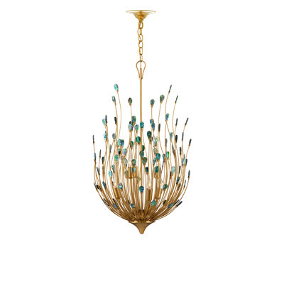 Lustre unique à 6 lumières avec détails en coquillage / fer forgé Delphos