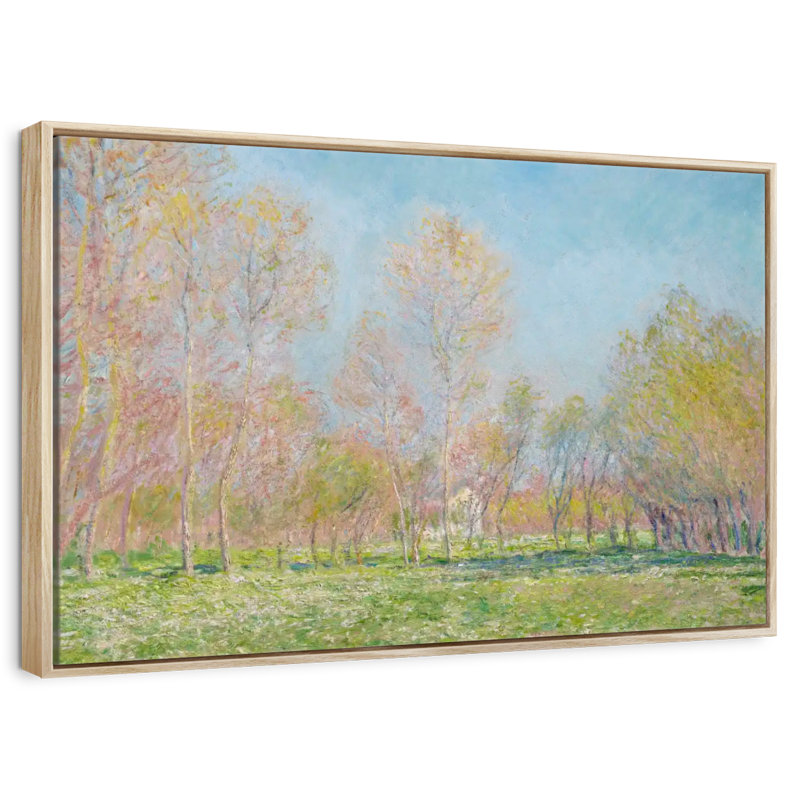 Le printemps à Giverny en 1890, 31 po x 21 po, Cadre flottant en bois naturel