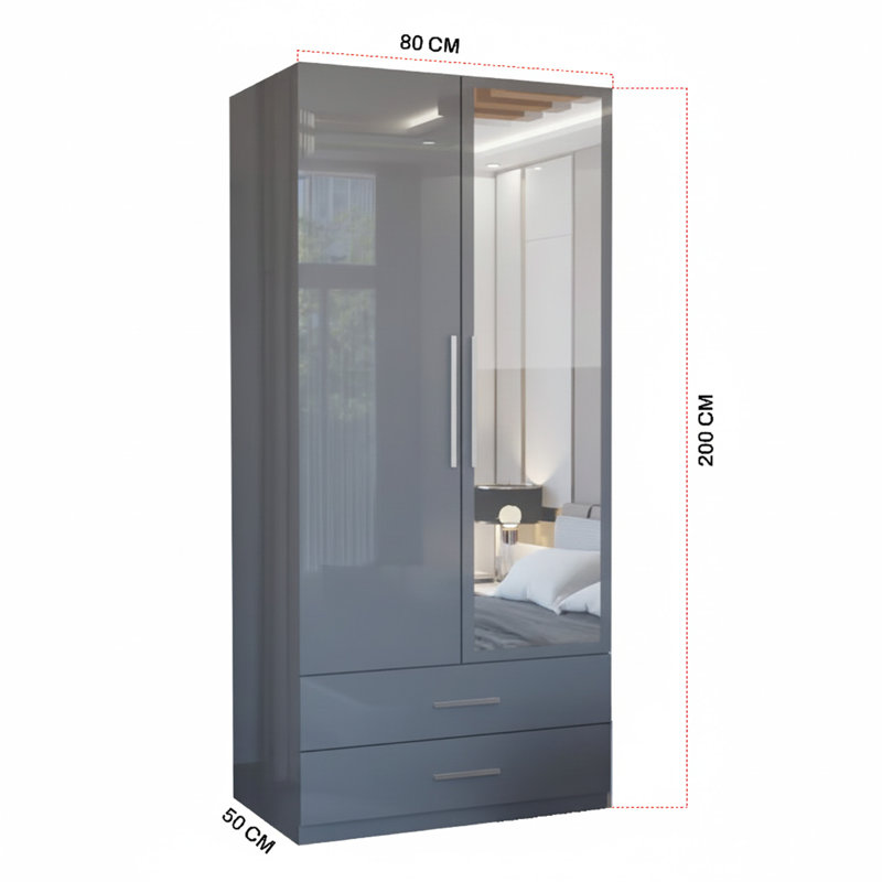 Manufactured Wood Wardrobe, Grey