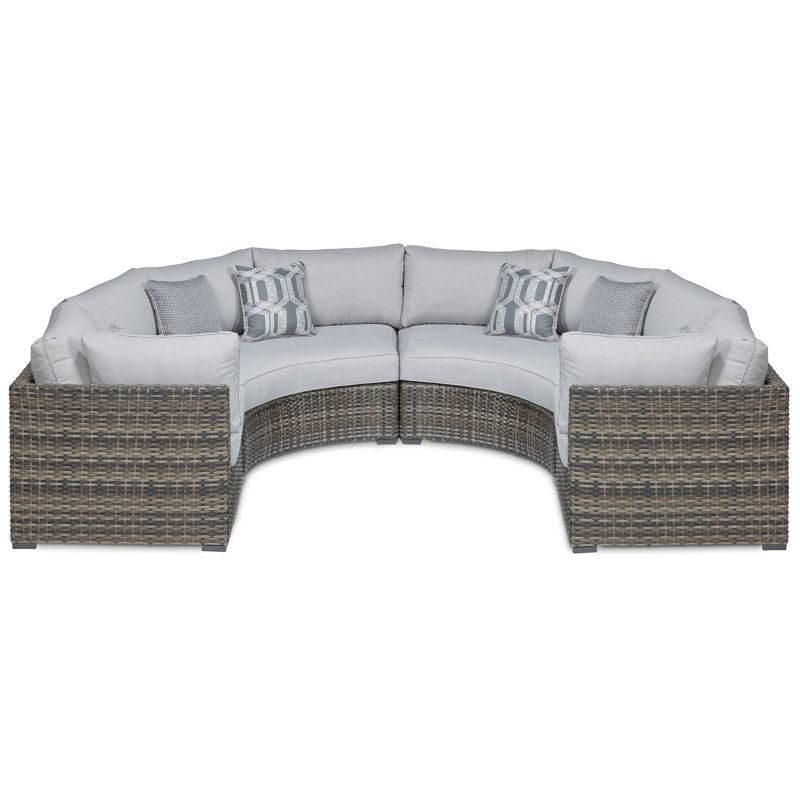 Ashley Harbor Handwoven Wicker Outdoor Corner Chair with Cushions