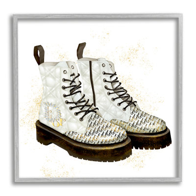 " Quilted Leather Fashion Boots Brilliant Gems Deluxe Pattern " by Ziwei Li