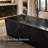 67" Freestanding Rectangular Engineered Stone Tub – Dark Gray Marble-textured Soaking Bath With Sloped Backrest