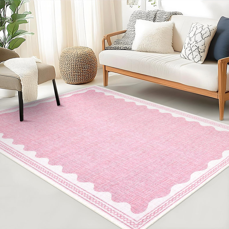 Rectangle Striped Area Rug, Pink, 80*150cm