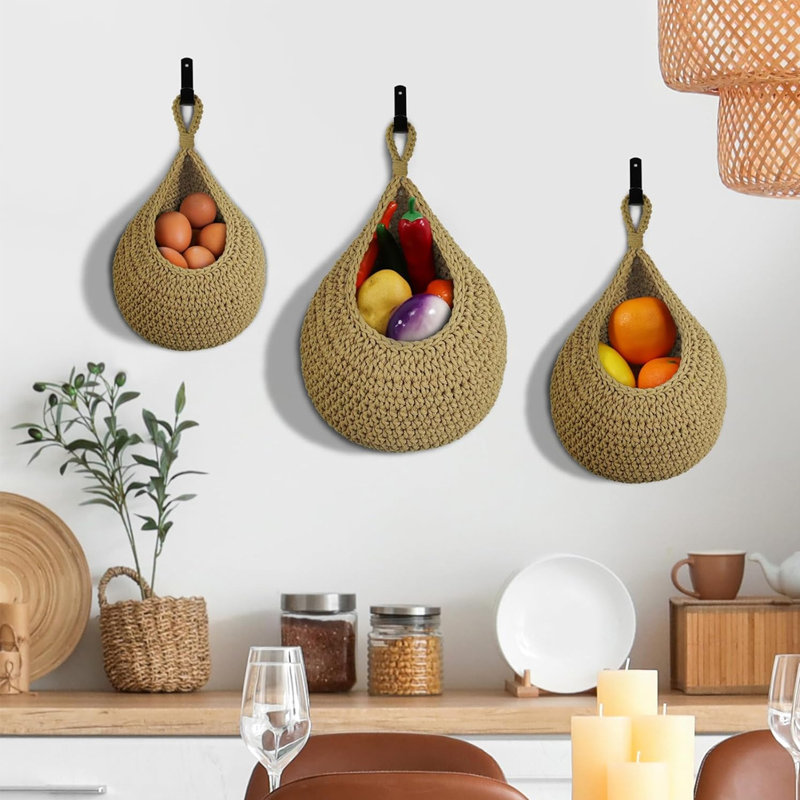 Paniers à fruits muraux Boho, H 10,6 po x l 8,3 po x P 4,2 po
