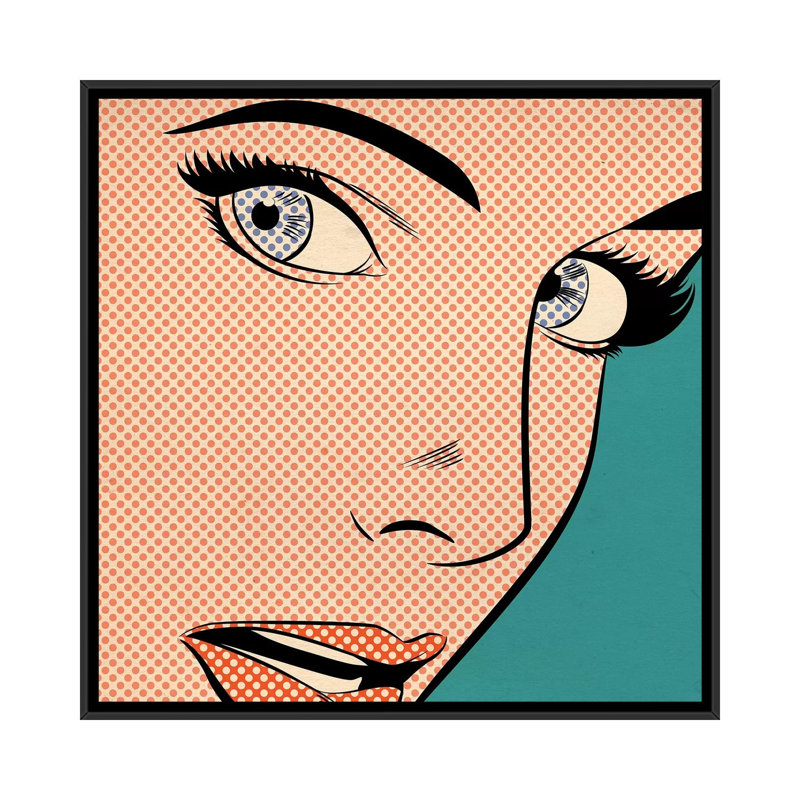 Popart Woman by Joseph McDermott - Print on Canvas, 93.98 cm H x 93.98 cm W, Black Framed