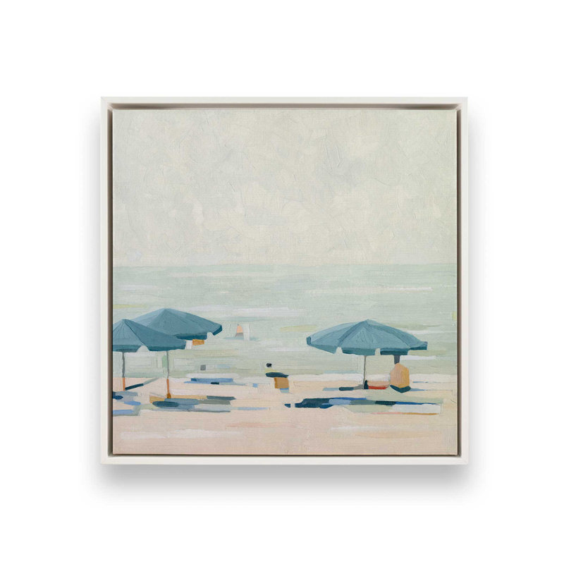 Seaside Umbrella Harmony II, reproduction sur toile dans un cadre, H 24,75 po x l 24,75 po, Blanc opaque