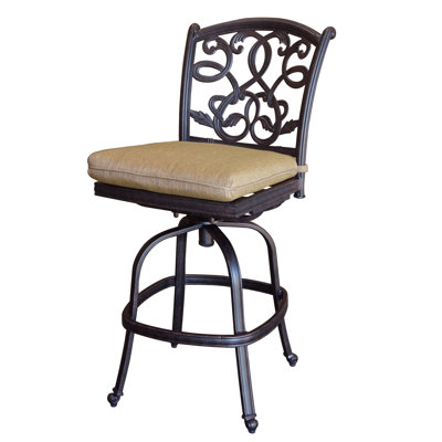 Calhoun Metal Outdoor Stool with Cushion