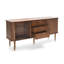 Crédence de style Mid-Century en noyer danois avec portes en tambour et garniture en laiton 63 po Corrigan Studio Mandea-125475166-114979892