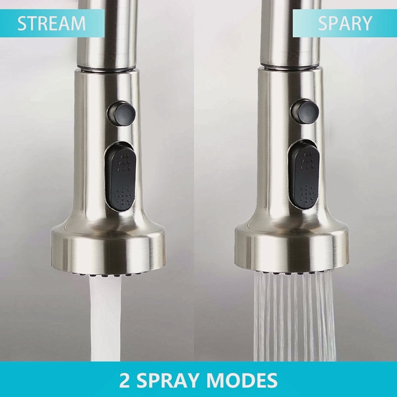 Stainless Steel Pull Down Kitchen Faucet With Soap Dispenser, Brushed Nickel