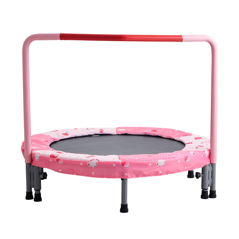 Trampoline pliable pour enfants de 36 pouces avec poignée, rebondisseur intérieur / extérieur rose pour enfants de 3 ans et plus