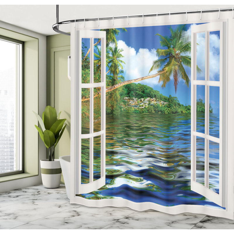 Shower Curtain with Hooks Included, 75" H x 69" W