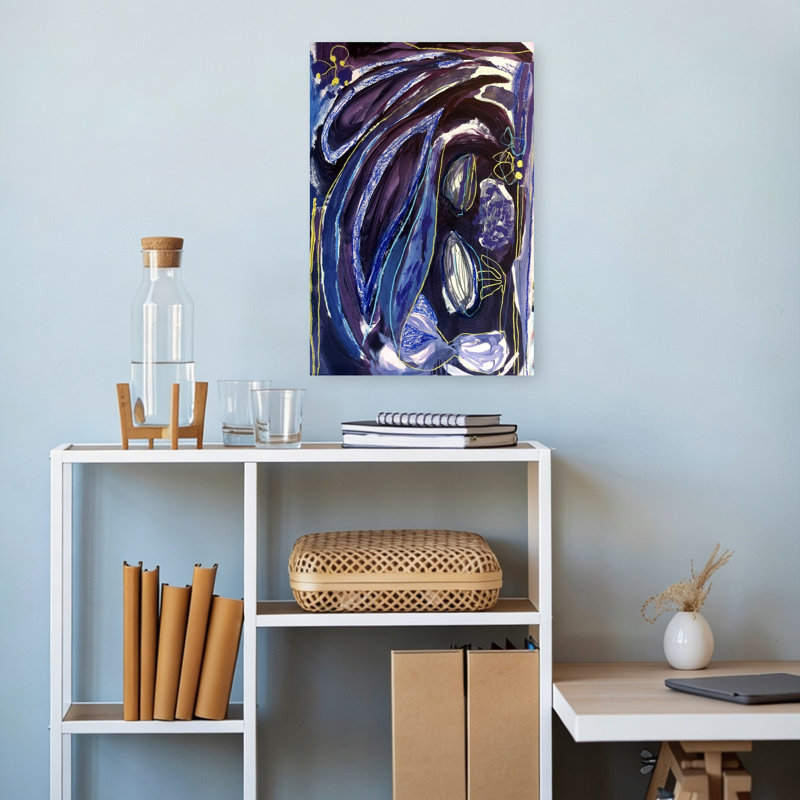 Deep Blue Abstraction Abstract Bold Colorful Violet Wall Art Print 1 Piece Wrapped Canvas Wall Art, 45.72cm H x 30.48cm W