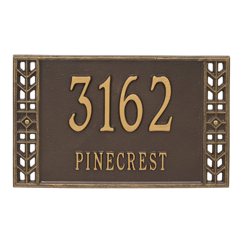Boston Personalized Standard 2-Line Wall Address Plaque, Bronze/Gold, Yes