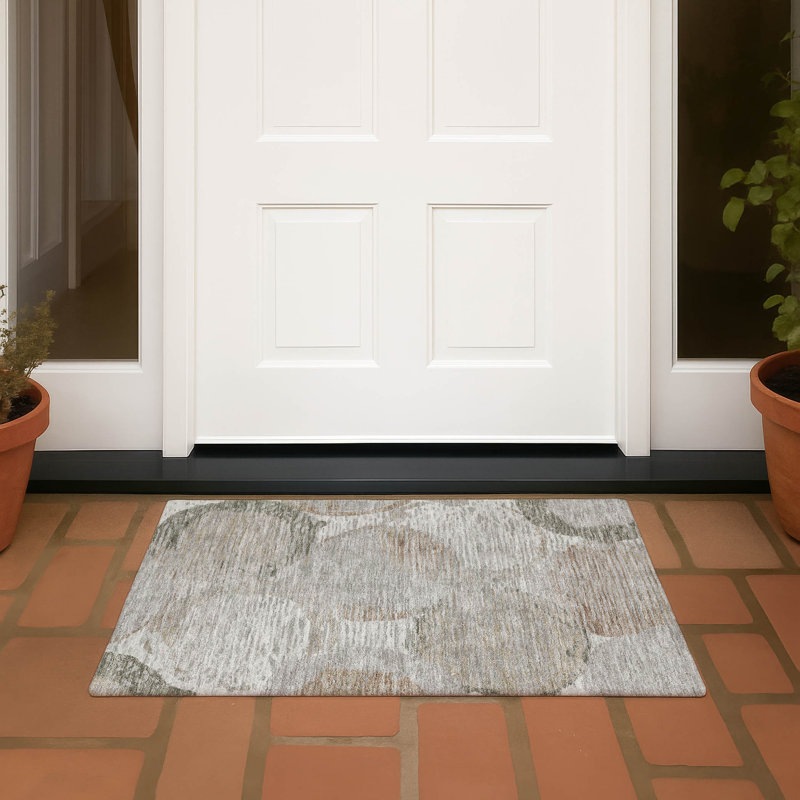 Tapis géométrique intérieur / extérieur lavable à la machine Chantille ACN2744, 1 pi 8 po x 2 pi 6 po, Taupe